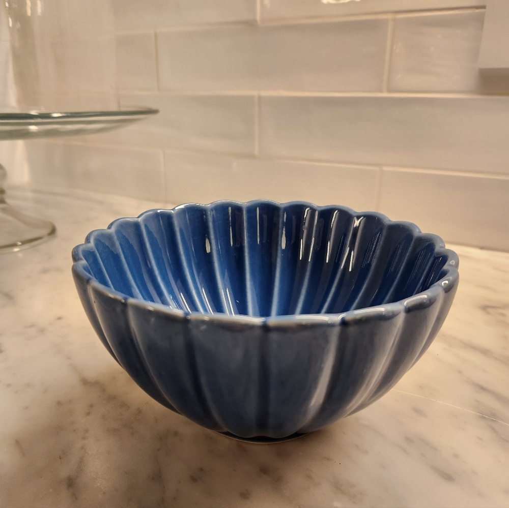 Blue Scalloped Bowl, Ceramic